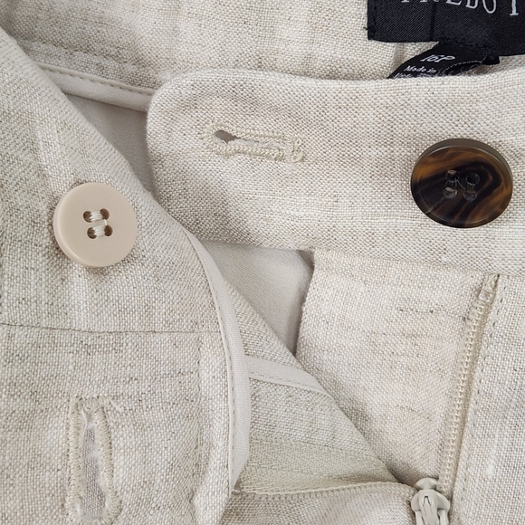 Talbots 100% Linen Flax Oatmeal Women's Petite Size 16 Pants Back & Side Pockets - Picture 4 of 8